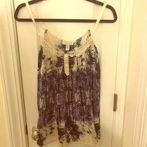 🔥3 for $10 SALE! Kimchi Blue cream blue Forrest pattern tank top